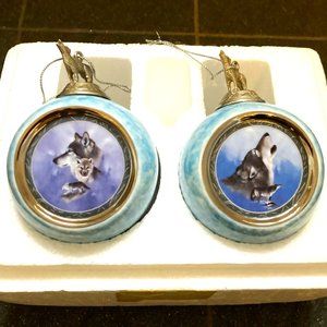 Handsome wolf ornaments - Bradford Edition's Spirit of the Wilderness collection